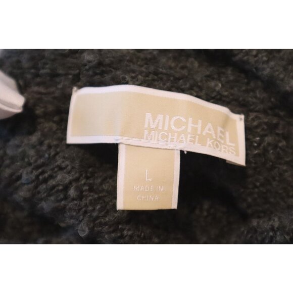 Michael Michael Kors Gray Bouclé Turtleneck Sweater L Minimalist Cozy Chic - Picture 2 of 9